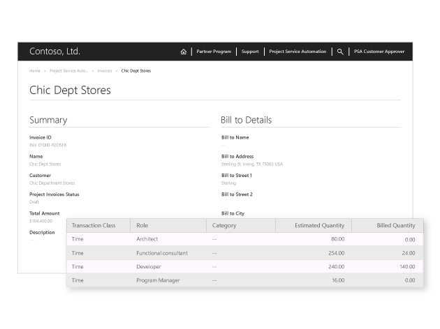 Microsoft Dynamics 365 Proje Yöneticisi Faturalandırma işlemleri